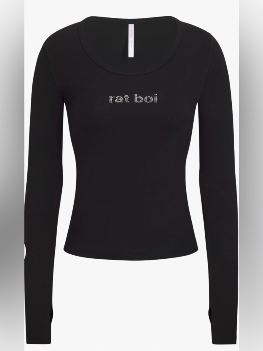 RAT BOI LONG SLEEVE LOUNGE TOP IN ONYX RHINESTONE SZ. XS EUC